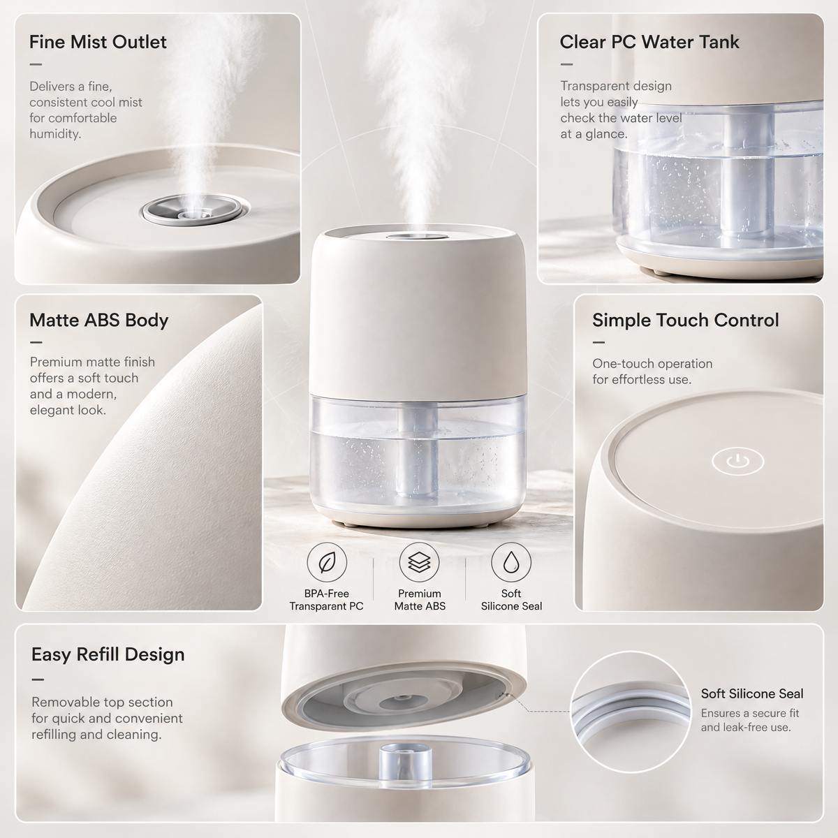 Orvelmere™ Compact Cool Mist Humidifier