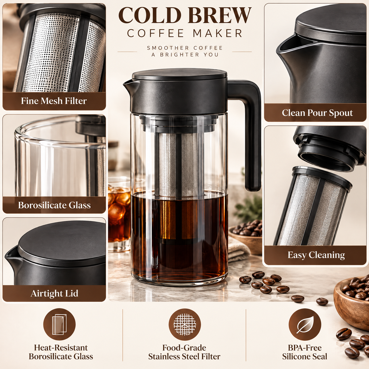 Orvelmere™ Glass Cold Brew Coffee Maker