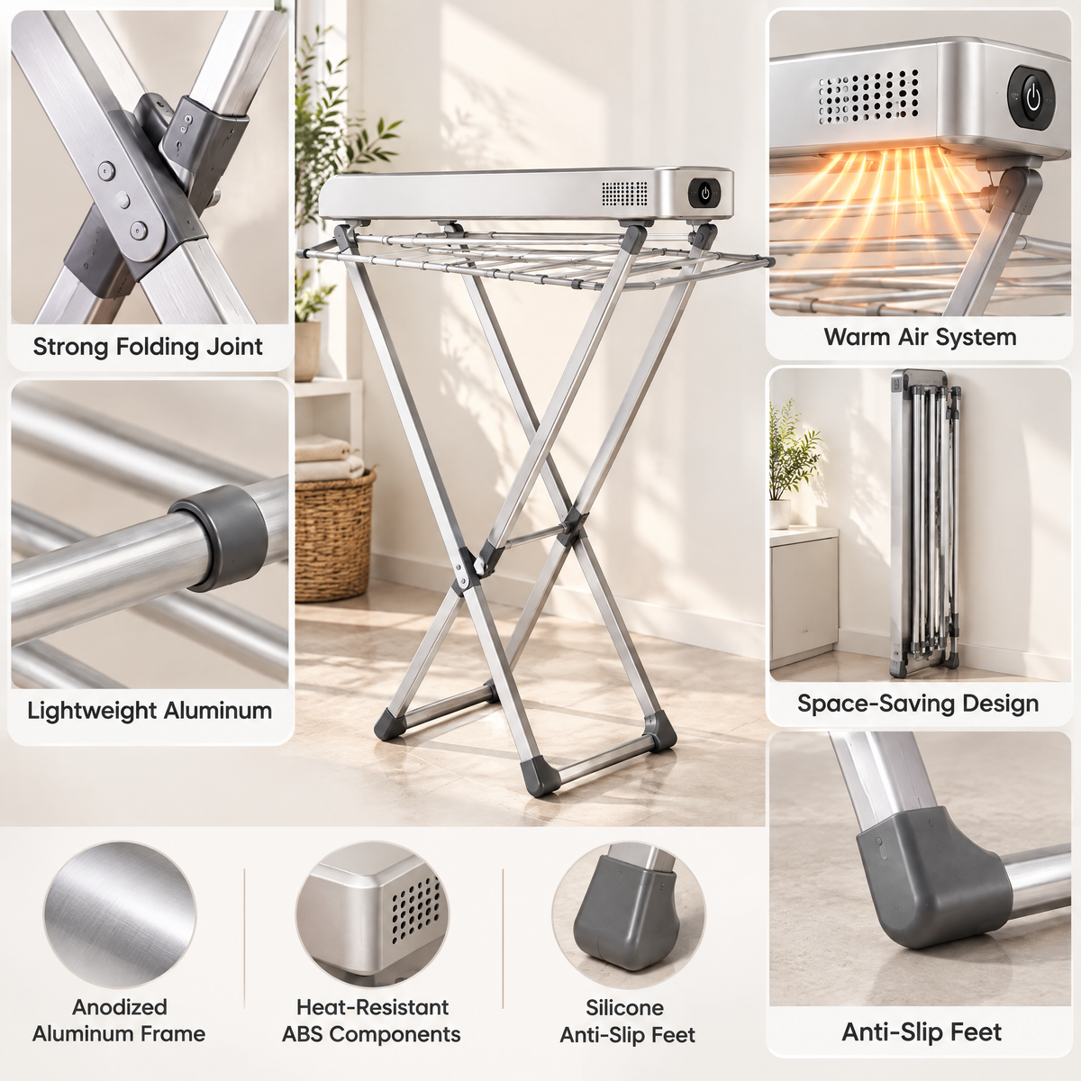 Orvelmere™ Heated Folding Drying Rack