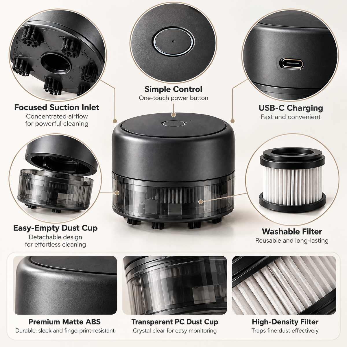 Orvelmere™ Mini Desktop Vacuum